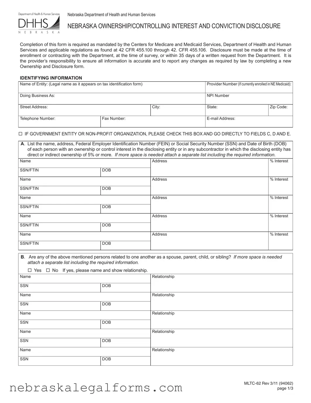 Blank Mltc 62 Nebraska Form
