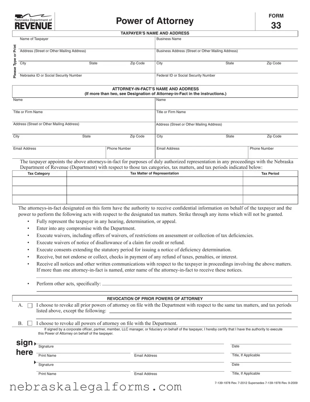 Blank Nebraska 33 Form