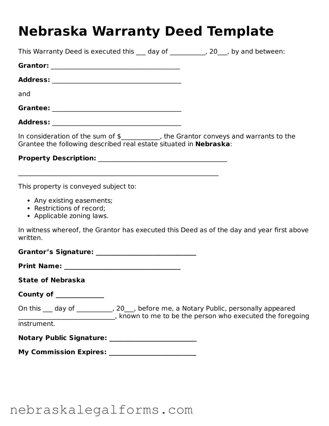 Free Nebraska Deed Document