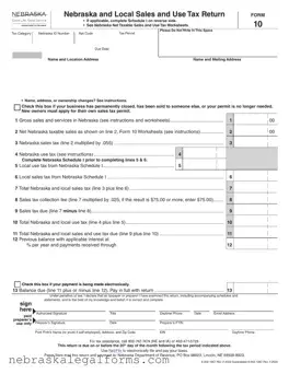 Blank Nebraska 10 Form