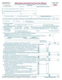 Blank Nebraska 1040N Form