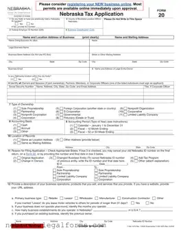 Blank Nebraska 20 Form