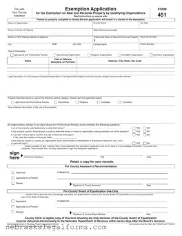Blank Nebraska 451 Form