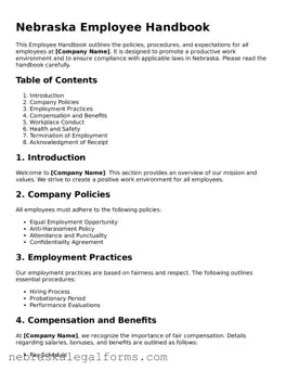 Free Nebraska Employee Handbook Document