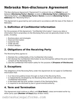 Free Nebraska Non-disclosure Agreement Document