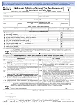 Blank Nebraska Sales Tax Statement Form