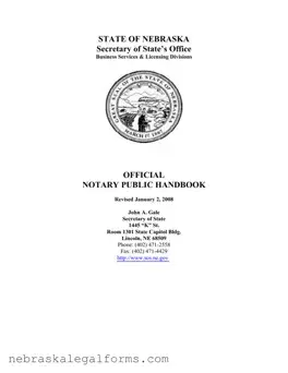 Blank Notary Handbook Nebraska Form