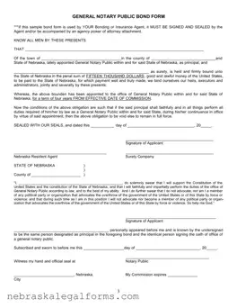 Blank Notary Public Bond Nebraska Form